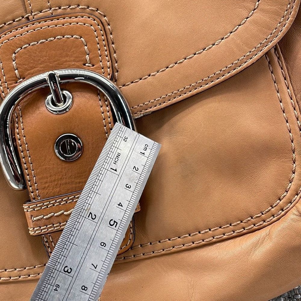 Coach Shoulder Bag Small Bamboo Tan Soho Flap Bag Leather Hobo W COA - Picture 4 of 13